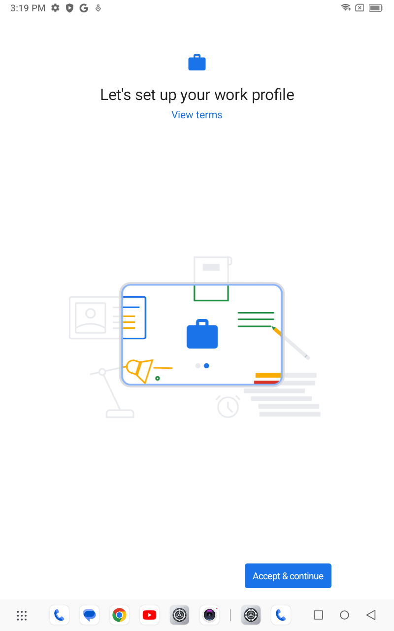 Let's set up your work profile screen